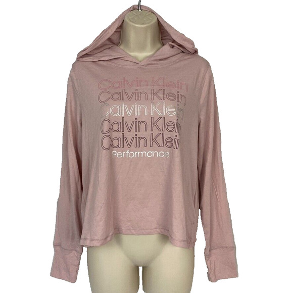 Calvin Klein Performance Hoodie Top Womens Small Dusty Pink Silver Lightweight - Picture 1 of 12